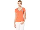 U.s. Polo Assn. V-neck Big Logo Tee (hot Coral) Women's Clothing