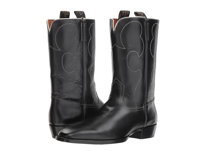 Frye Miles Vintage Stitch Pull-on (black Smooth Pull Up) Cowboy Boots