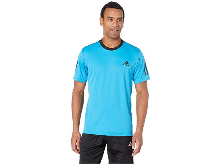 Adidas Club 3-stripes Tee (shock Cyan/black) Men's T Shirt