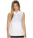Puma Golf Sleeveless Sport Polo (bright White/bright Plasma) Women's Sleeveless