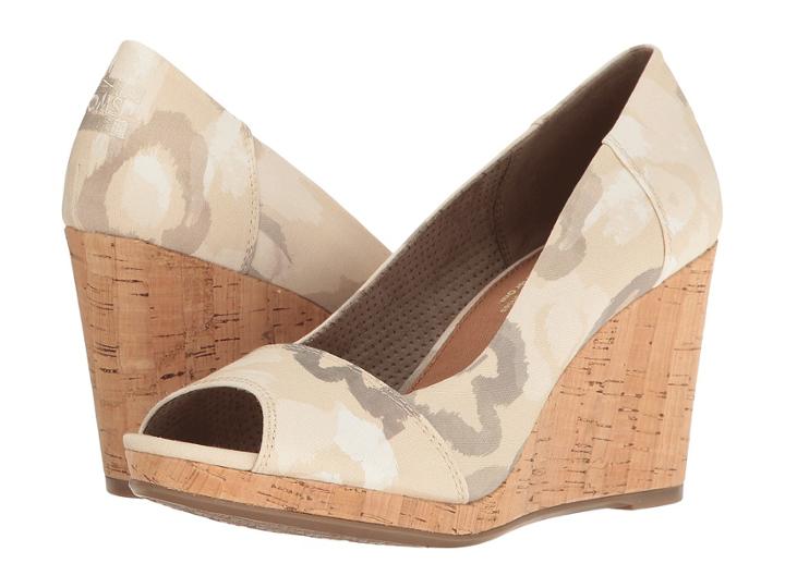 Toms Stella Wedge (natural Watercolor Floral) Women's Wedge Shoes