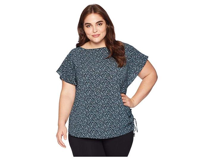 Michael Michael Kors Plus Size Space Dye Tweed Top (black/luxe Teal) Women's Clothing