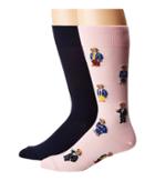 Polo Ralph Lauren Assorted Bears 2-pack Socks (pink) Men's Crew Cut Socks Shoes