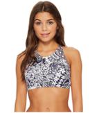 Tommy Bahama Paisley Paradise High-neck Bikini Top (mare Navy) Women's Swimwear