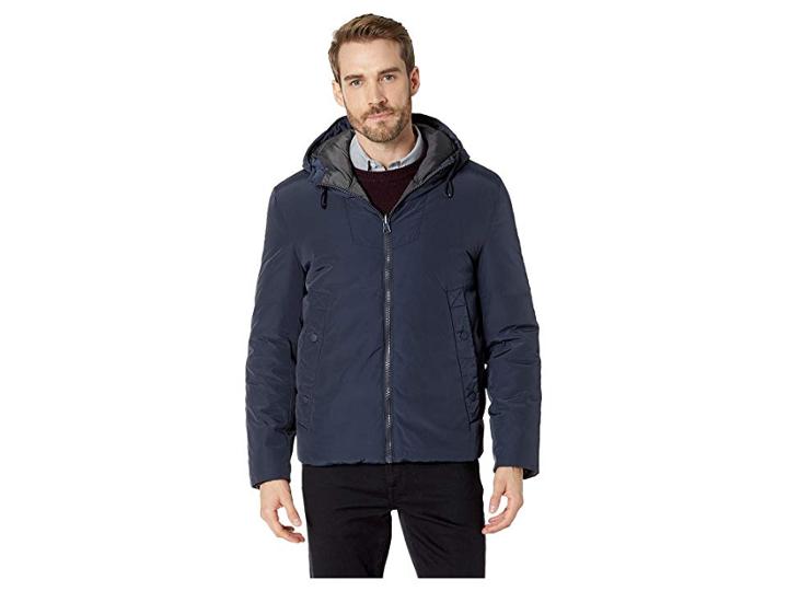 Marc New York By Andrew Marc Micro Sheen Reversible Hoodie (navy) Men's Sweatshirt
