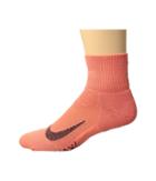 Nike Elite Cushion Quarter Running Socks (light Wild Mango/black) Quarter Length Socks Shoes