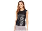 Vince Camuto Sleeveless Knit Back Pleather Shell (rich Black) Women's Sleeveless
