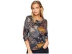 Nally & Millie Long Sleeve Paisley Print Top (multi) Women's Clothing