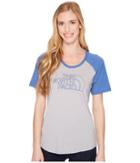 The North Face Short Sleeve 1/2 Dome Graphic Tri-blend Baseball Tee (tnf Light Grey Heather/brit Blue) Women's T Shirt