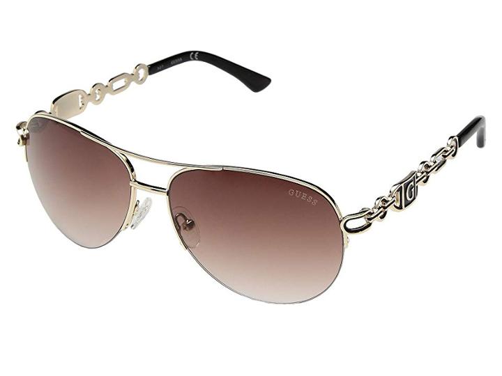 Guess Gf0257 (gold/brown Gradient Lens) Fashion Sunglasses