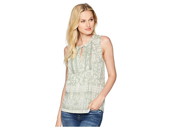 Lucky Brand Sleeveless Lace Mix Top (mint Multi) Women's Clothing
