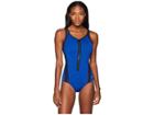 Speedo Plunge Zip Contour Swimsuit (navy) Women's Swimsuits One Piece