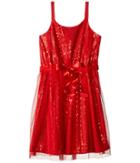 Us Angels Sequin Tank Sheath Dress W/ Netting Overlay (big Kids) (red) Girl's Dress