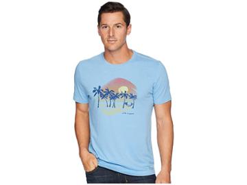 Life Is Good Sunset Palms Crusher T-shirt (carolina Blue) Men's T Shirt