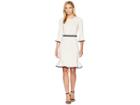 Donna Morgan Sheath Dress With Flounce And Piping (horn/black) Women's Dress