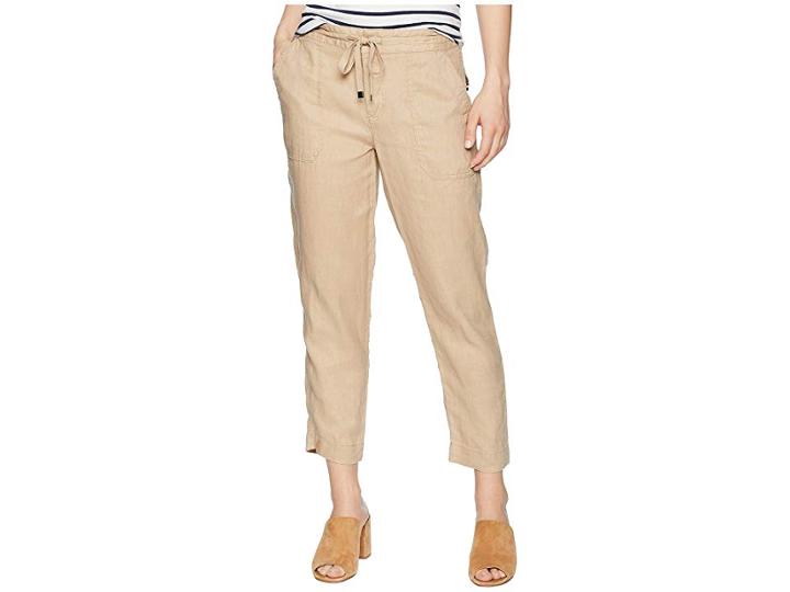 Lauren Ralph Lauren Petite Straight Linen Pants (birch Tan) Women's Casual Pants