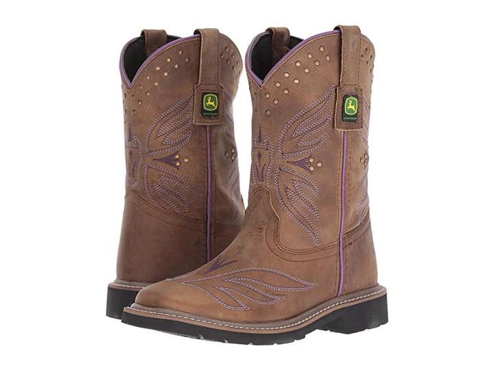 John Deere Everyday Square Toe (toddler/little Kid) (tan Distressed) Women's Work Boots