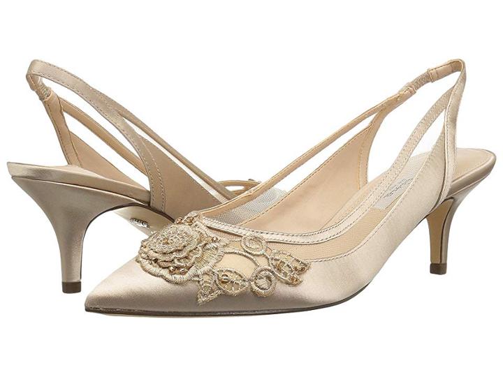 Nina Taela (taupe/champagne Satin Rose Applique) Women's 1-2 Inch Heel Shoes