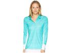 Adidas Golf Printed Upf Long Sleeve Polo (hi-res Aqua/white) Women's Clothing