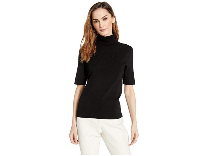 Anne Klein 1/2 Sleeve Turtleneck (anne Black) Women's Clothing