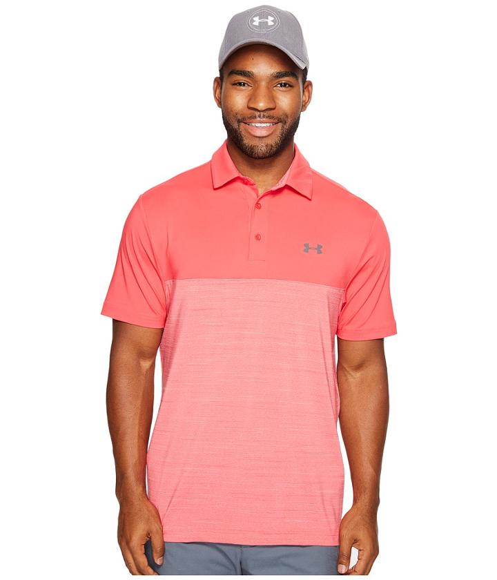 Under Armour Golf Playoff Polo Blocked (hollywood/hollywood/rhino Gray) Men's Clothing