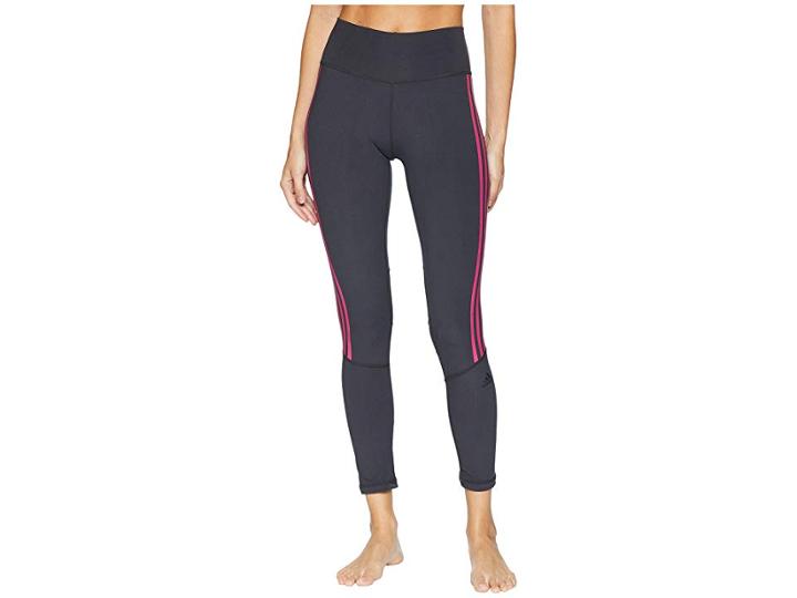 Adidas Believe This High-rise 3-stripes 7/8 Tights (carbon/real Magenta) Women's Casual Pants