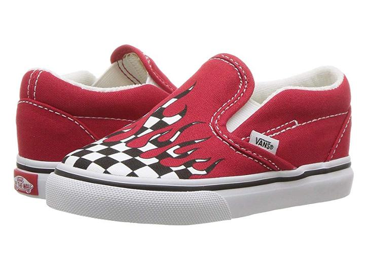 Vans Kids Classic Slip-on (toddler) ((checker Flame) Racing Red/true White) Boys Shoes