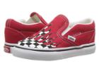Vans Kids Classic Slip-on (toddler) ((checker Flame) Racing Red/true White) Boys Shoes