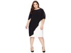 Lauren Ralph Lauren Plus Size Matte Jersey Naila Short Sleeve Day Dress (black/colonial Cream) Women's Dress