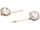 Steve Madden Round Rhinestone Design Hair Pin Set (light Pink/yellow Gold-tone) Brooches Pins