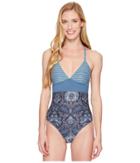 Carve Designs Dahlia One-piece (water Stripe/indigo/indigo Paisley) Women's Swimsuits One Piece