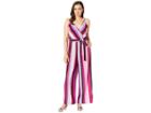 Eci V-neck Spaghetti Strap Striped Jumpsuit With Self Sash (black/purple) Women's Jumpsuit & Rompers One Piece
