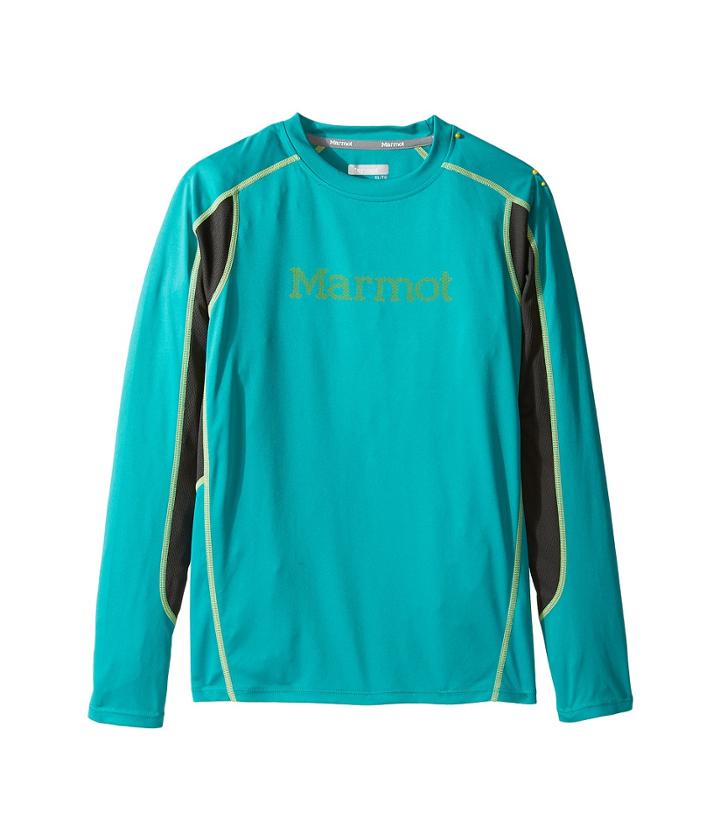 Marmot Kids Windridge W/ Graphic Long Sleeve Top (little Kids/big Kids) (deep Jade/slate Grey) Boy's Long Sleeve Pullover
