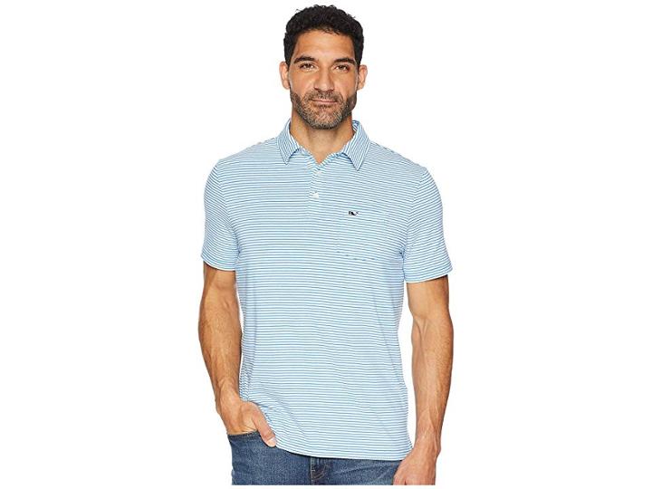 Vineyard Vines Edgartown Shep Stripe Polo (hull Blue) Men's Clothing
