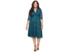 Kiyonna Mademoiselle Lace Dress (teal Abyss) Women's Dress