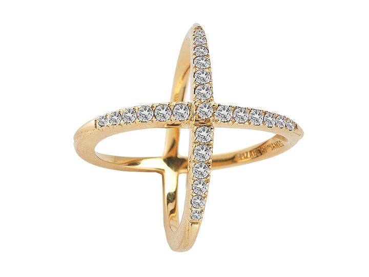 Elizabeth And James Windrose Pave Ring (gold Plated/white Topaz) Ring