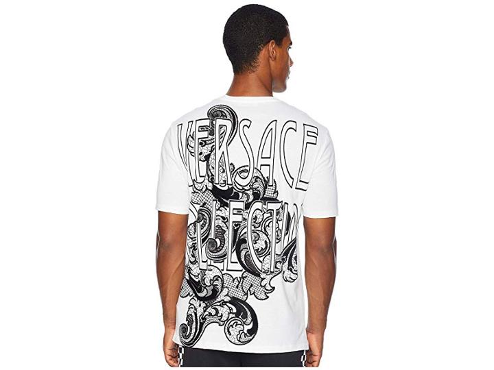 Versace Collection Baroque Font Logo Tee (white/print) Men's T Shirt