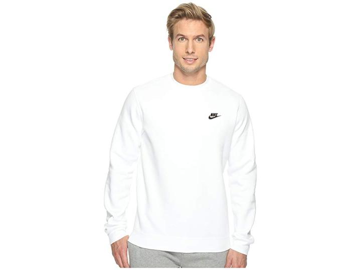 Nike Club Fleece Pullover Crew (white/black) Men's Fleece