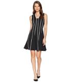Gabby Skye Seam Down Fit And Flare (black/taupe) Women's Dress