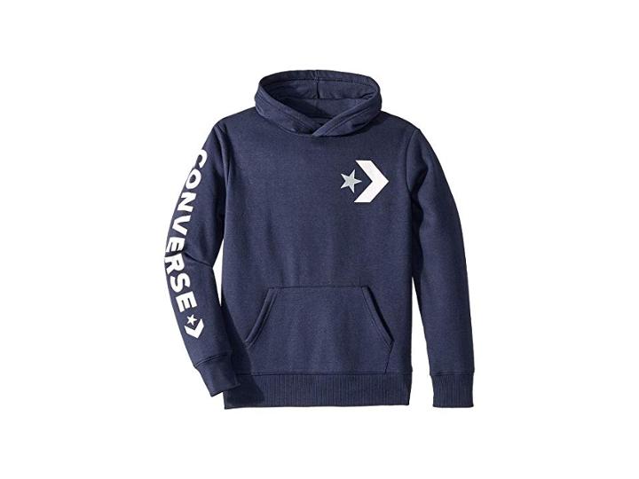Converse Kids Star Chevron Graphic Pullover Hoodie (big Kids) (obsidian) Boy's Sweatshirt
