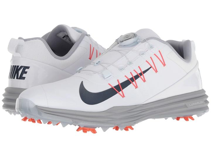 Nike Golf Lunar Command 2 Boa (white/thunder Blue/wolf Grey/rush Coral) Men's Golf Shoes