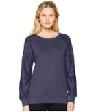 U.s. Polo Assn. Long Sleeve French Terry Crew Neck Pullover (evening Blue) Women's Clothing