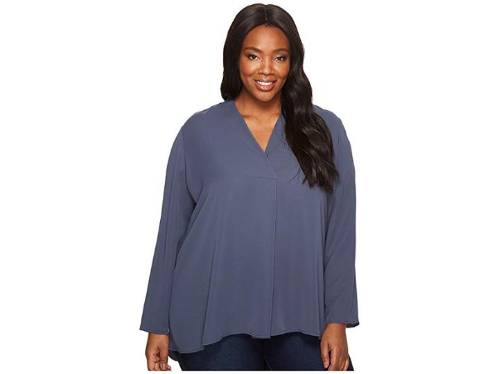 Nic+zoe Plus Size Majestic Matte Shirt (slate) Women's T Shirt