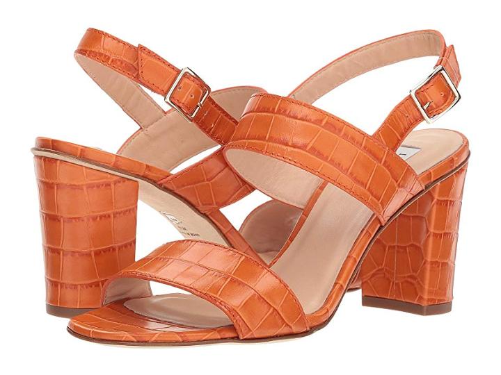 L.k. Bennett Rhiannon (tangerine Croc Effect Leather) Women's Sandals