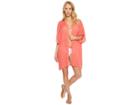 Echo Design Solid Open Front Caftan (coral) Women's Clothing