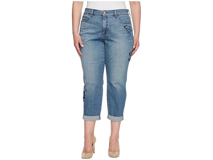 Nydj Plus Size Plus Size Boyfriend W/ Floral Embroidery In Pacific (pacific) Women's Jeans