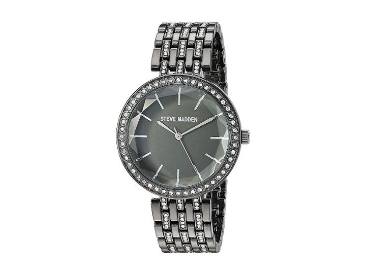 Steve Madden Floral Dial Ladies Alloy Band Watch Smw175 (gunmetal) Watches