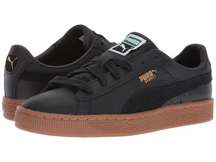 Puma Kids Basket Classic Gum Deluxe (big Kid) (puma Black/puma Black) Kids Shoes