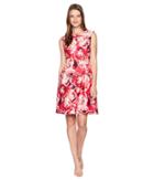 Taylor Rose Print Fit-and-flare Dress (fuchsia Pink) Women's Dress