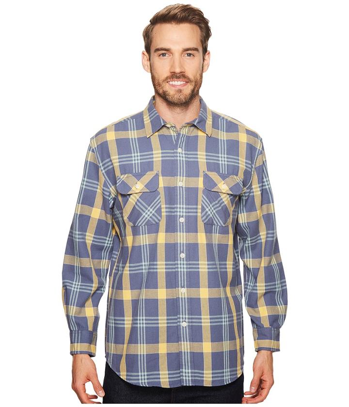 Pendleton Beach Shack Twill Shirt (indigo/ochre Plaid) Men's Clothing